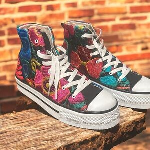 Floral Multicolor High-Top Sneakers